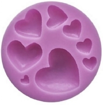 OUTLET Siliconen mal / siliconen vorm, hartjes, 7 cm rond 