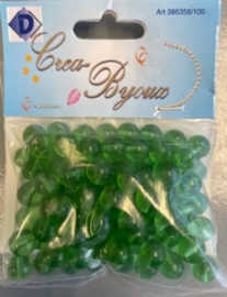OUTLET Transparante glaskralen rond, 6 mm, 200 stuks, groen