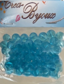 OUTLET Transparante glaskralen rond, 6 mm, 200 stuks, aqua