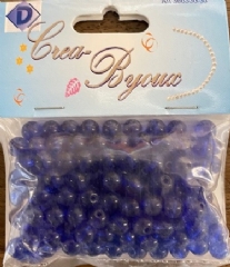 OUTLET Transparante glaskralen rond, 6 mm, 200 stuks, blauw