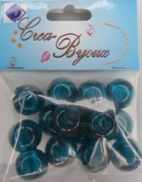 OUTLET Ronde glaskralen 15mm, 14 stuks, turquoise