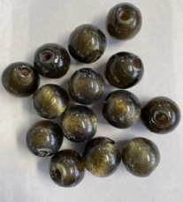 OUTLET Ronde glaskralen 15mm, 14 stuks, brons