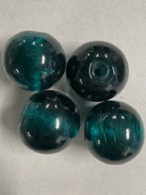 OUTLET Ronde glaskralen 25mm, 4 stuks, turquoise