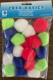 OUTLET Pompoentjes/pompons/pompoms, 40 mm, 20 st, assortiment