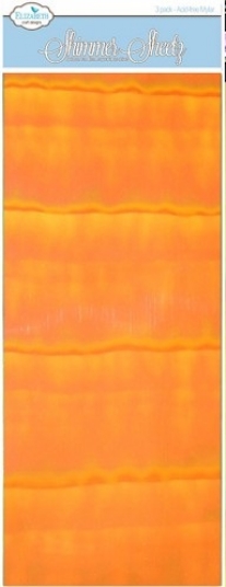 OUTLET Elizabeth - mylar shimmer sheetz folie, 12.5 x 30.5 cm, 3 vel, orange iris