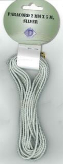OUTLET Paracord / koord / touw, 2 mm, 5 meter, zilver