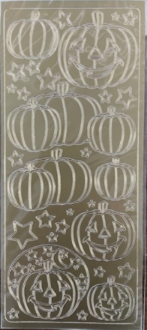 OUTLET Stickervel Haloween / Pompoen GOUD 