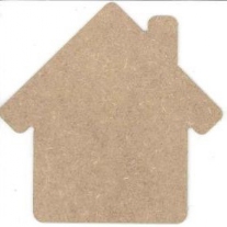OUTLET MDF Ornament huis, 14 x 14 cm