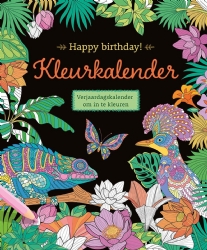Happy birthday kleurkalender tropical  - Verjaardagskalender om in te kleuren
