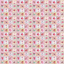 Bedrukte katoenen stof, 45 x 50 cm, so cute ruit met afbeeldingen