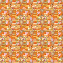 Bedrukte katoenen stof, 45 x 50 cm, so cute oranje, patisserie