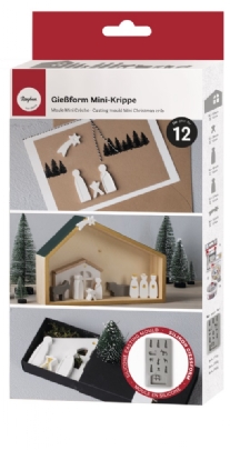 Silicone gietmal mini kerststal, 14,5x26x1cm, 12 Vormen