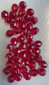 OUTLET glazen facetkralen 8mm, 45 stuks, rood