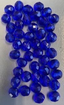 OUTLET glazen facetkralen 8mm, 45 stuks, blauw