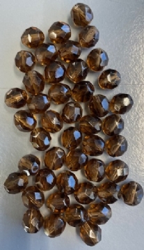 OUTLET glazen facetkralen 8mm, 45 stuks, amber