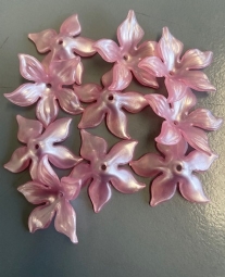 OUTLET Bloemkelk acrylkralen / kunststof kralen, roze, 29 x 27 x 8 mm, 10 st