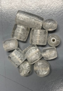 OUTLET Glaskralen mix,25 gram, zilver / wit