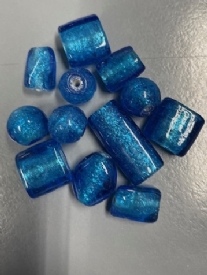 OUTLET  Glaskralen mix, 25 gram, blauw