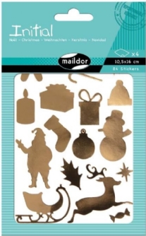 Stickervellen kerstmis, goud en zilver, 4 vel