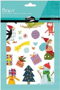 Stickervellen, baby kerstmis, 6 vellen