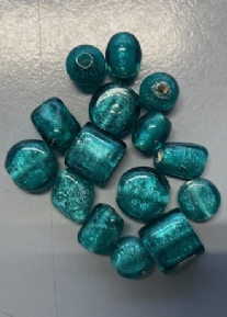 OUTLET Glaskralen mix, 25 gram, turquoise