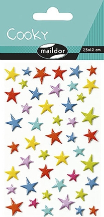 3D stickervel 7.5 x 12 cm, gekleurde sterren