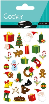3D stickervel 7.5 x 12 cm, traditionele kerstmis