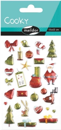 3D stickervel 7.5 x 12 cm, trendy kerst