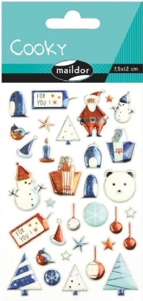 3D stickervel 7.5 x 12 cm, kerstmis baby blauw
