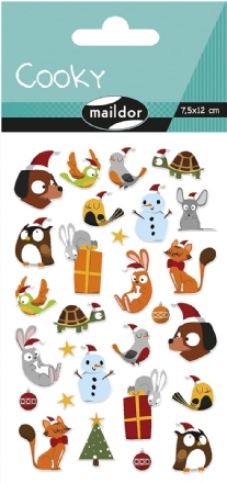 3D stickervel 7.5 x 12 cm, kerstmis dieren