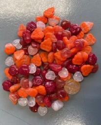 OUTLET glaskralen, mix, 40 gram, rood