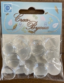 OUTLET Glazen cabochons / plakstenen, transparant, rond, 18mm, 20 stuks