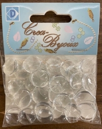 OUTLET Glazen cabochons / plakstenen, transparant, rond, 14mm, 40 stuks
