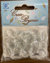 OUTLET Glazen cabochons / plakstenen, transparant, ovaal, 13 x 18mm, 30 stuks