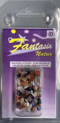 OUTLET Glaskralen/halfedelstenen ketting, zonder sluiting, 45 cm, multicolor