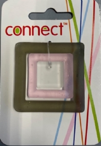 OUTLET Glazen ringen vierkant, diverse maten, grijs / roze / kristal mat