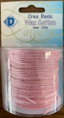 OUTLET Katoenen waskoord / waxkoord, 1mm, 20 meter, roze