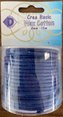 OUTLET Katoenen waskoord / waxkoord, 2mm, 10 meter, blauw