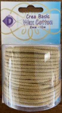 OUTLET Katoenen waskoord / waxkoord, 2mm, 10 meter, naturel