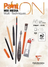 Paint on verfpapier / tekenpapier A6, 250 gr, 15 vel