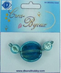 OUTLET Luxe kettinghanger van glas, disc, blauw