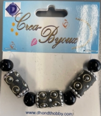 OUTLET Luxe kettinghanger, fantasie tonmodel, zwart / zilver