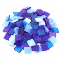 Tiffany glasmozaiek, 10 x 10 mm, 200 gr, blauw mix