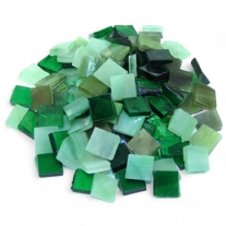 Tiffany glasmozaiek, 10 x 10 mm, 200 gr, groen mix