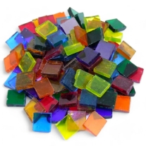 Tiffany glasmozaiek, 10 x 10 mm, 200 gr, transparant mix