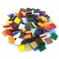 Tiffany glasmozaiek, 10 x 10 mm, 200 gr, bonte mix