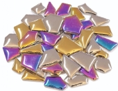 Keramische mozaiekstukjes deluxe, mix (rainbow, goud en zilver), 100gr, ca 90st