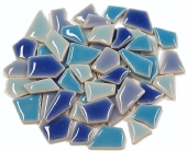 Keramische mozaiekstukjes, 200 gram, ca. 180 st, blauw mix