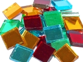 Spiegelmozaieksteentjes 20x20mm, kleurenmix, 125 gr (ca. 40 stuks)