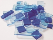 Acrylmozaiek 100 gram, blauw mix in diversen vormen